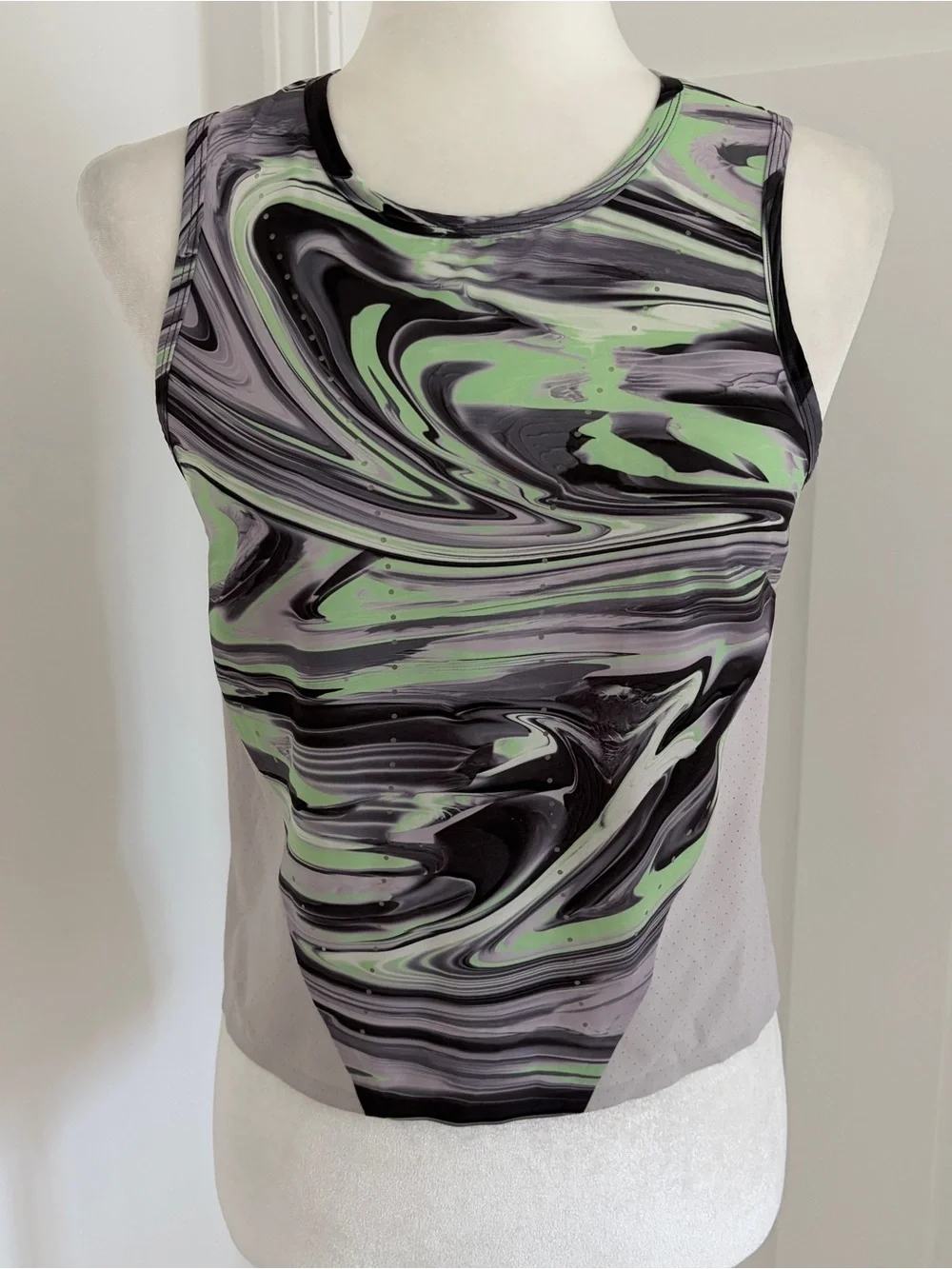 Lululemon Swift Ventilated Running Tank Top Marble Print Gray Green Size 4*E8